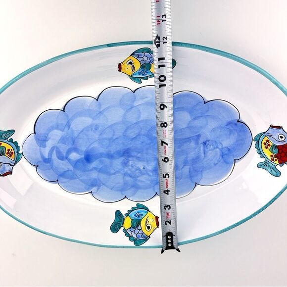 Large Italian Ceramic Desuir Hand painted Oval Serving Plate Platter 18.5”x12” - Picture 8 of 8